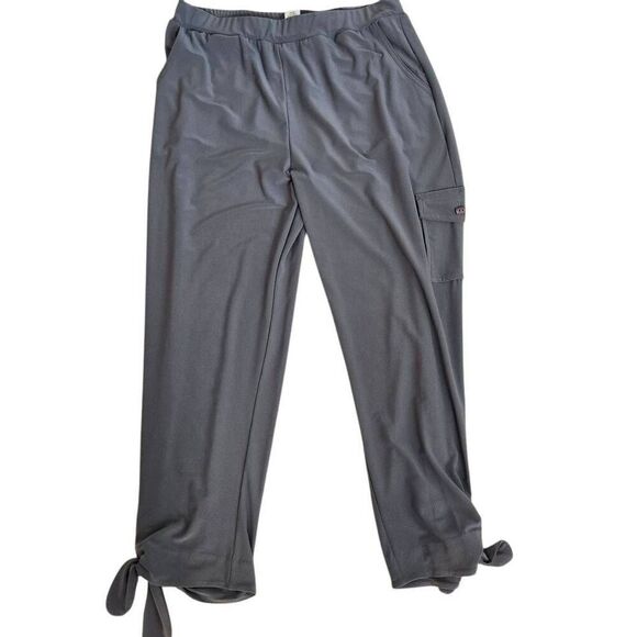 By JJ Womens Pull-On Stretch Tie-Bottom Hem Cargo Pocket Crop Pants Gray Medium - Picture 1 of 13